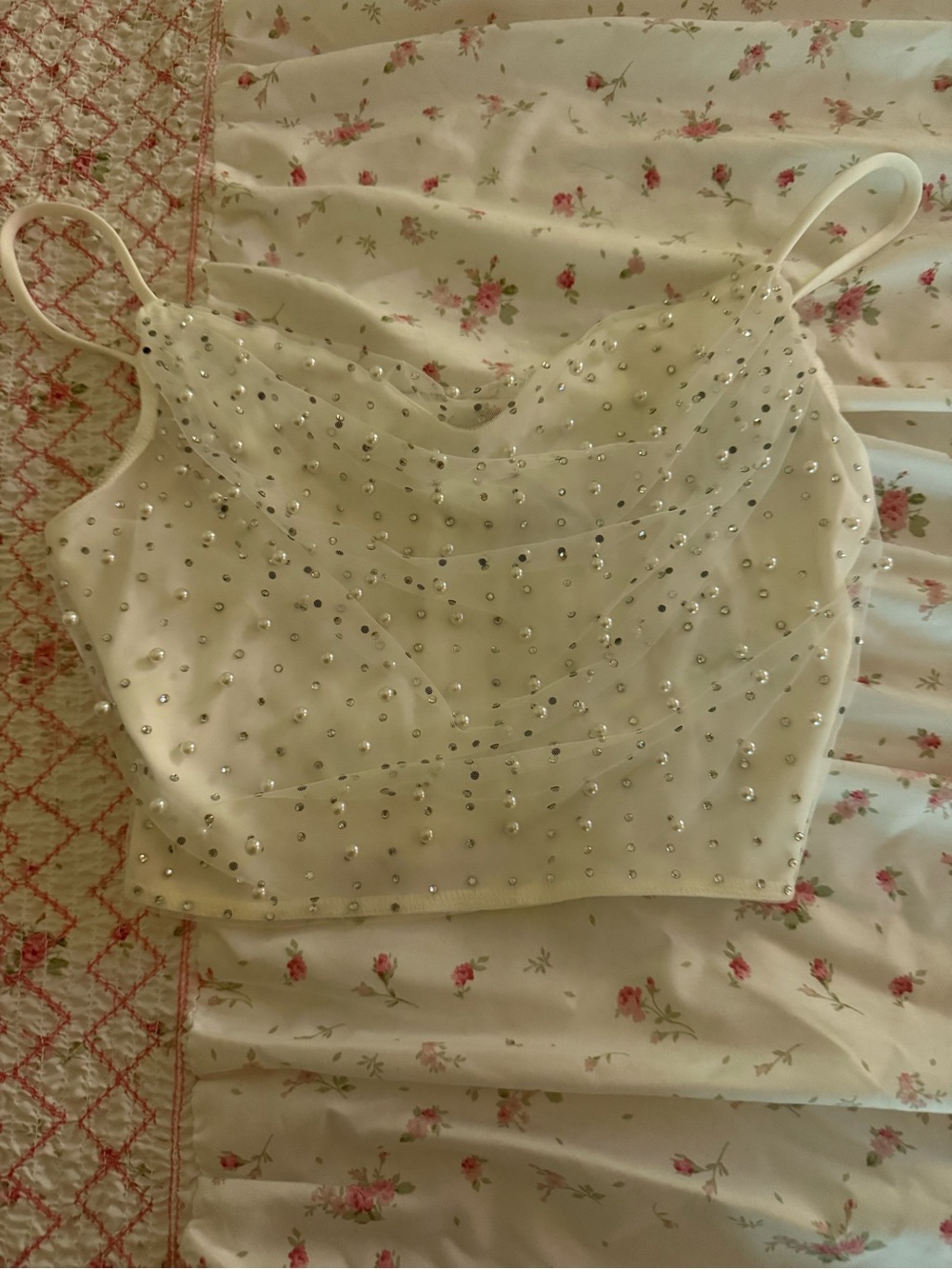 Windsor White Crystal-Studded Cami Top